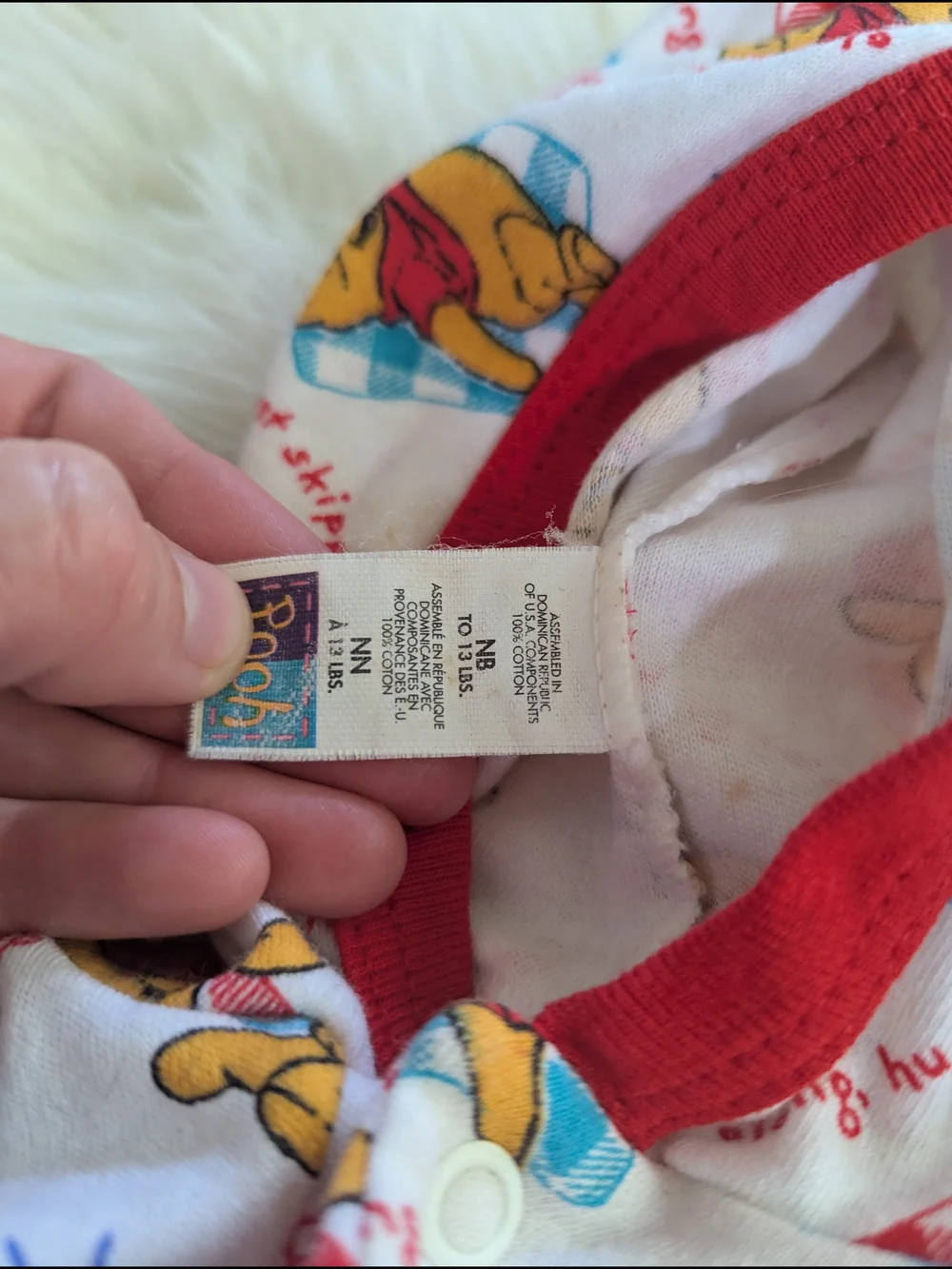 Vintage Y2K 90s Disney Winnie the Pooh Newborn Hooded Nightgown Pajamas
